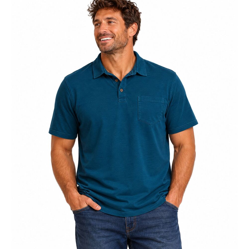 Duluth Trading Co Men’s XL Blue Polo Shirt Short Sleeve Pocket Casual Cotton Tee